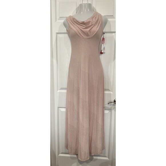 CALVIN KLEIN Womens Blush Cowl Neck Full-Length Evening Prom Sheath Dress 2 - Picture 1 of 12